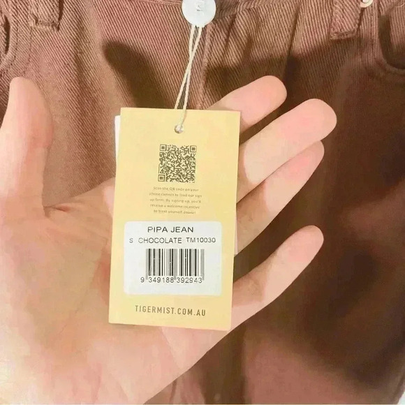 NWT Tiger Mist Pipa Jean Chocolate Faded Butterfly Print Slouchy Straight Leg - Picture 3 of 8